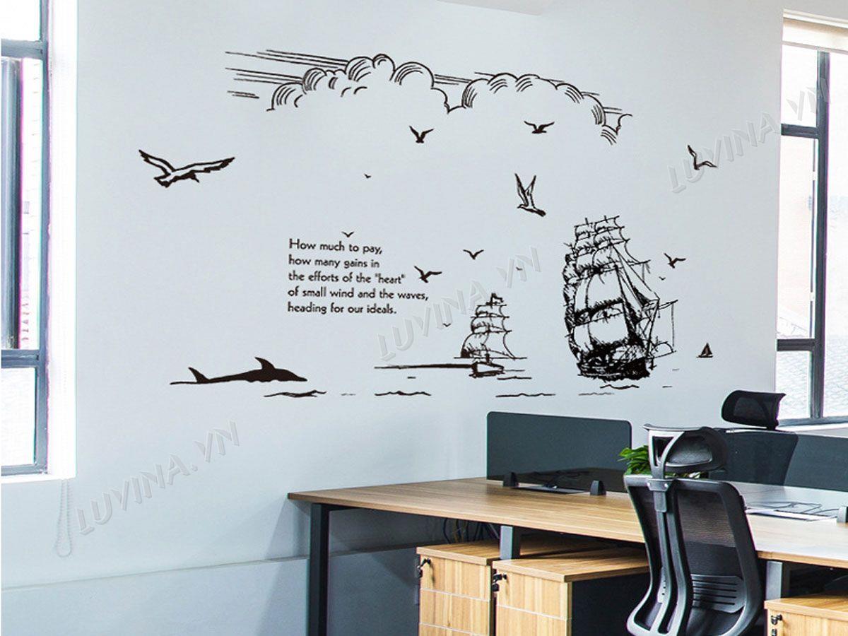 DECAL TRANG TRÍ THUYỀN BUỒM ĐEN