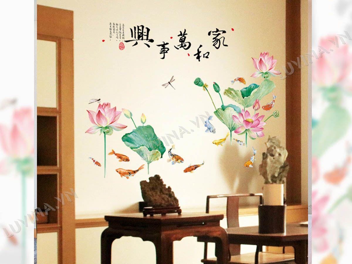 DECAL TRANG TRÍ SEN HỒNG