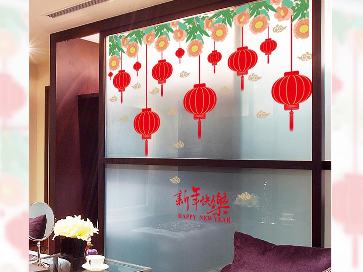 DECAL TRANG TRÍ GIÀN HOA LỒNG ĐÈN