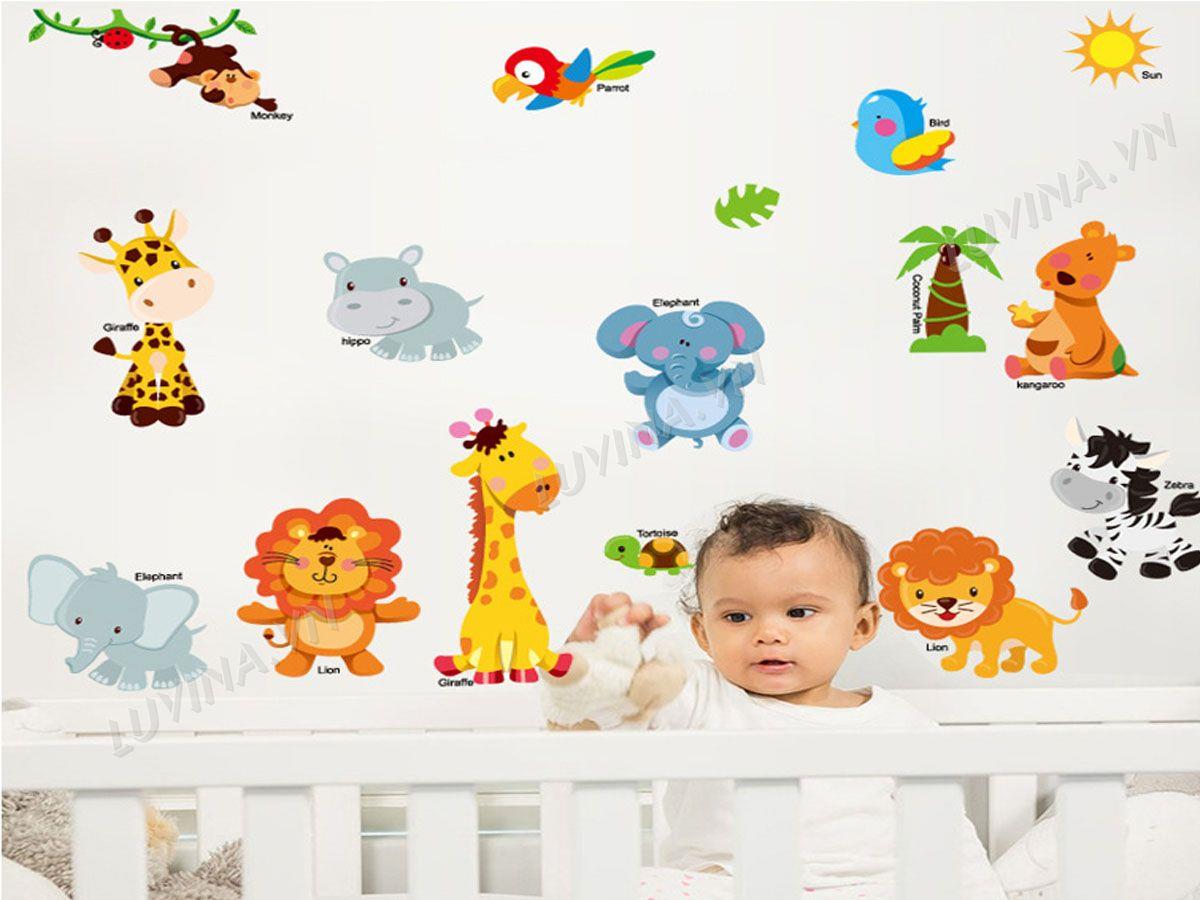 DECAL TRANG TRÍ THÚ TIẾNG ANH CÂY DỪA