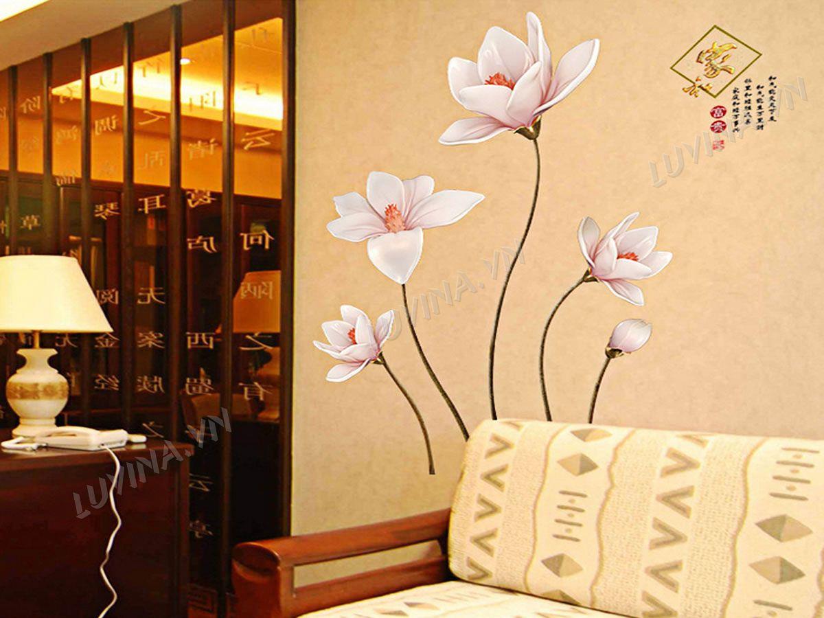 DECAL TRANG TRÍ HOA ĐẠI TRẮNG