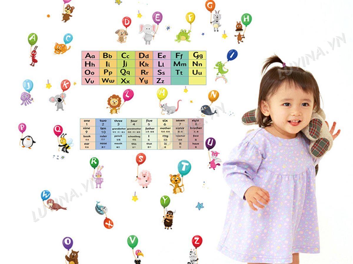 DECAL TRANG TRÍ BẢNG CHỮ CÁI BÓNG BAY