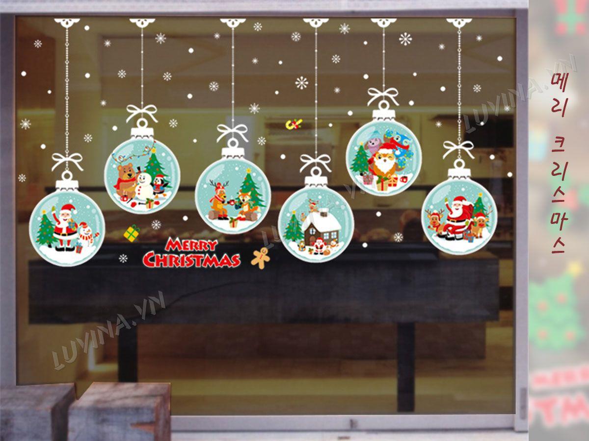 DECAL TRANG TRÍ  NOEN QUẢ CẦU TUYẾT SẮC MÀU