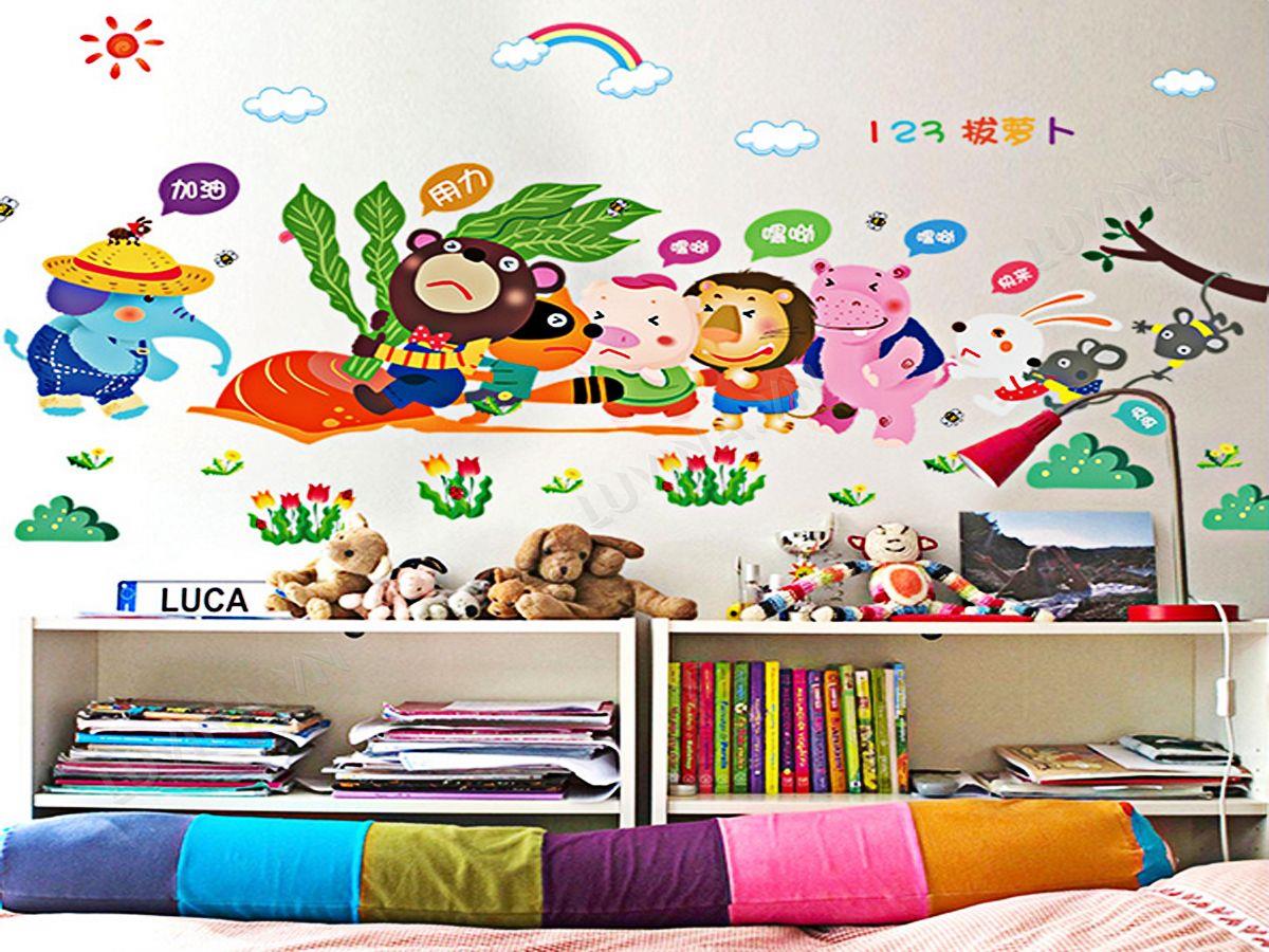 DECAL TRANG TRÍ THỎ NHỔ CỦ CẢI