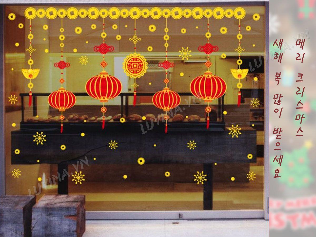 DECAL TRANG TRÍ  TẾT DÂY LỒNG ĐÈN