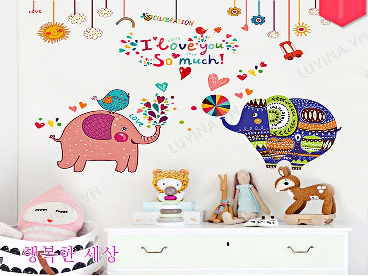 DECAL TRANG TRÍ VOI SẮC MÀU