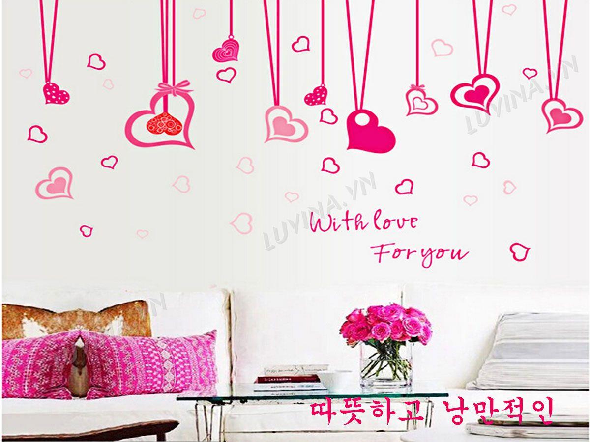 DECAL TRANG TRÍ DÂY TRÁI TIM