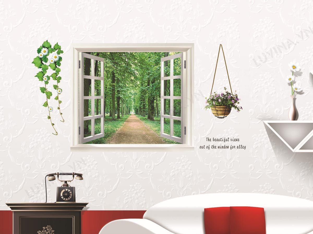 DECAL TRANG TRÍ CỬA SỔ XANH