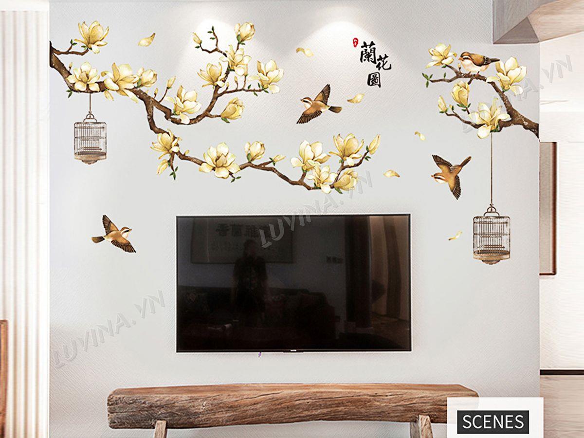 DECAL HÀN QUỐC HOA MAI ĐÓN TẾT