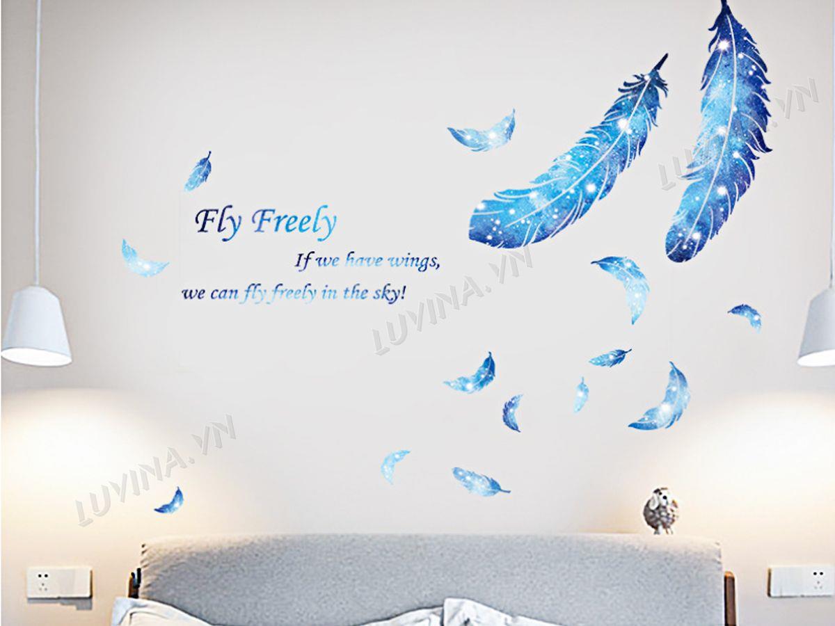 DECAL HÀN QUỐC DÂY LÔNG VŨ XANH