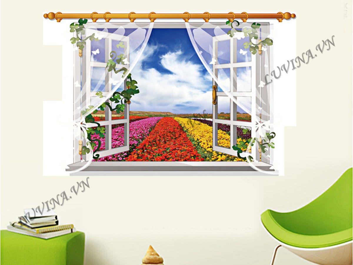 DECAL TRANG TRÍ CỬA SỔ LUỐNG HOA