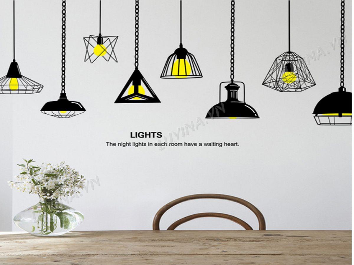 DECAL TRANG TRÍ ĐÈN VÀNG ĐEN