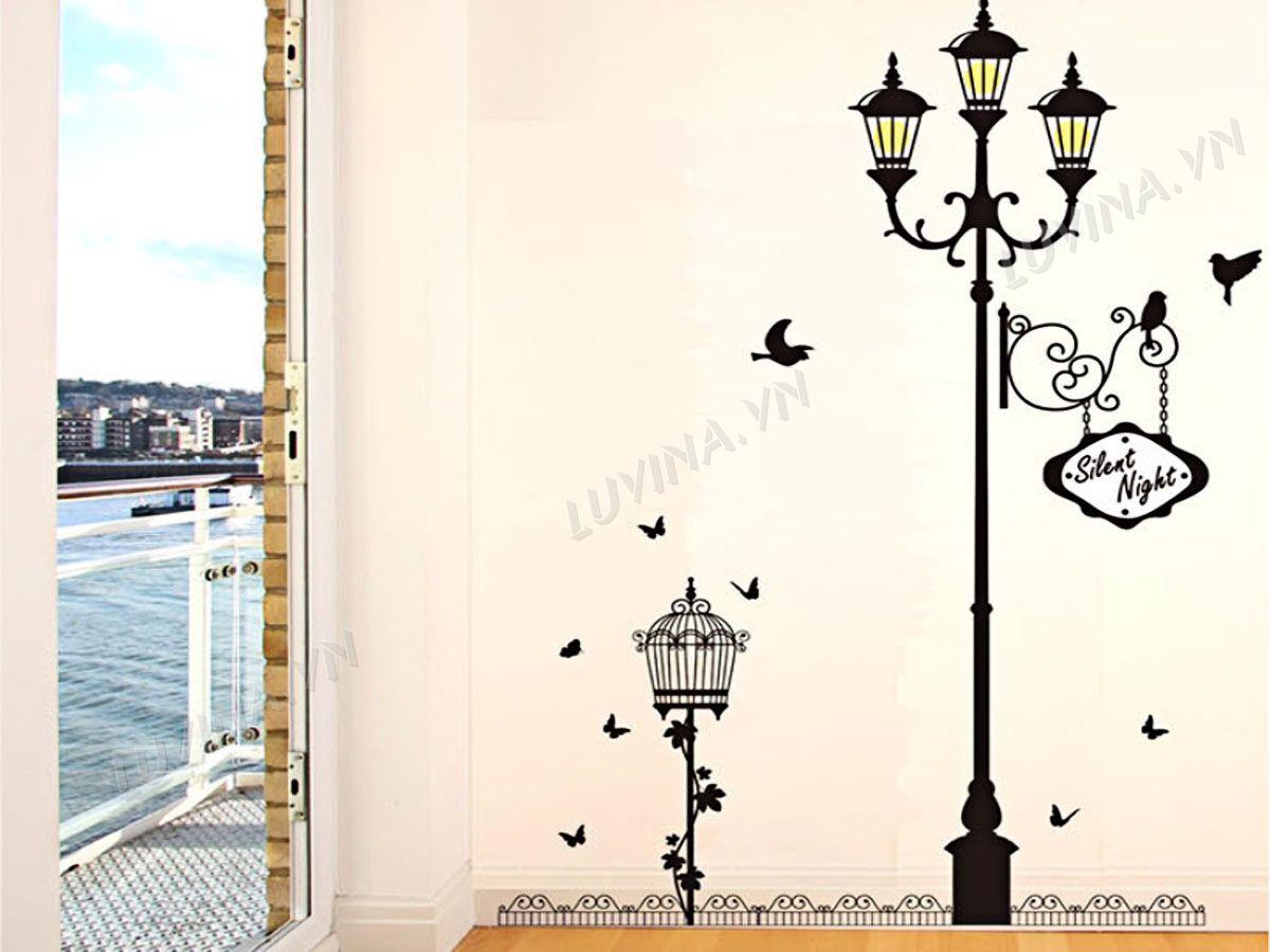 DECAL TRANG TRÍ CỘT ĐÈN ĐEN SILENT NIGHT