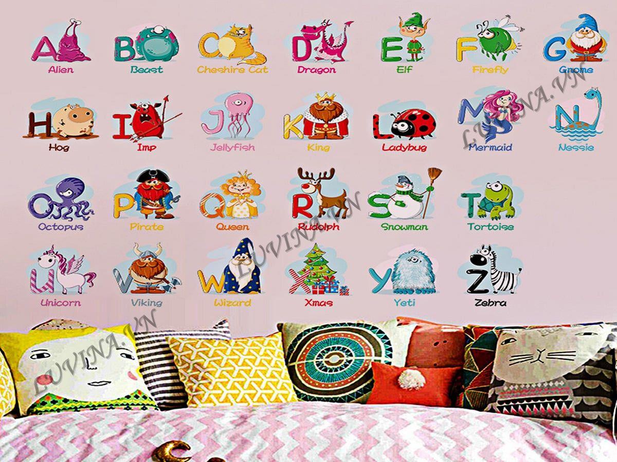 DECAL TRANG TRÍ CHỮ CÁI CON VẬT