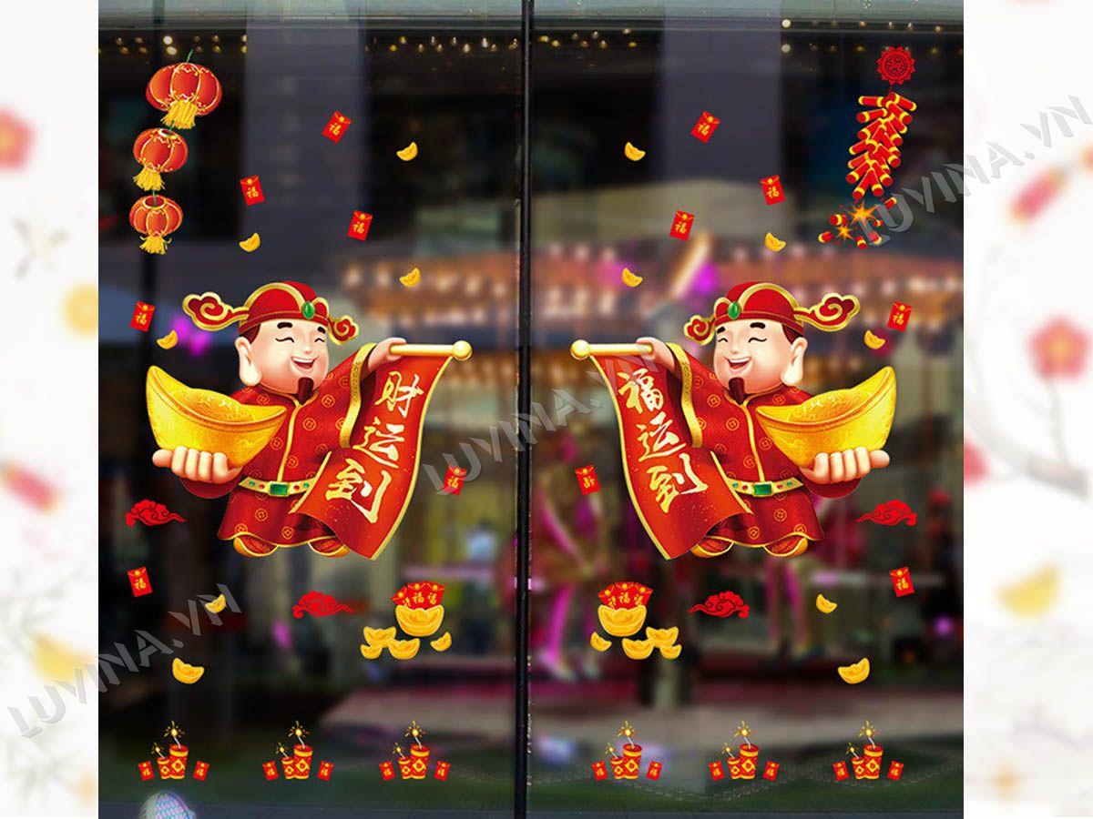 DECAL TRANG TRÍ TẾT 2 ÔNG THẦN TÀI