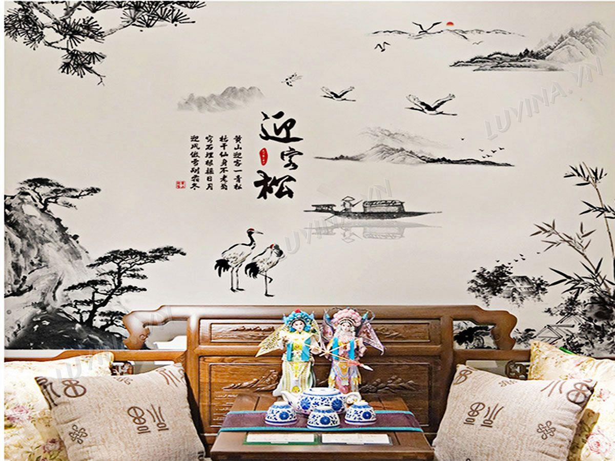 DECAL TRANG TRÍ TRANH PHONG THỦY NÚI SÔNG