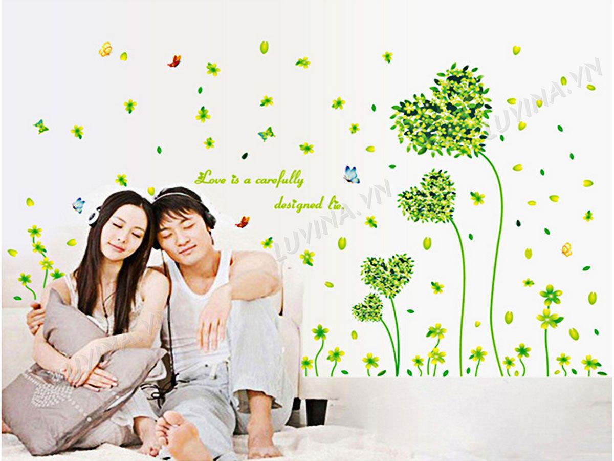 DECAL TRANG TRÍ TRÁI TIM XANH