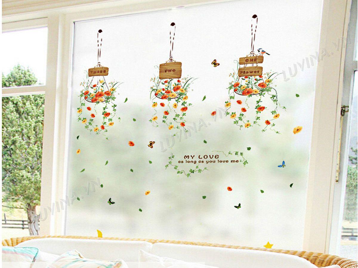 DECAL TRANG TRÍ 3 GIỎ HOA
