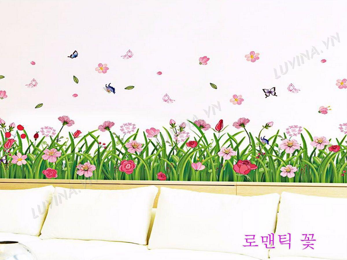 DECAL TRANG TRÍ CHÂN RÀO HOA CÁNH TIÊN