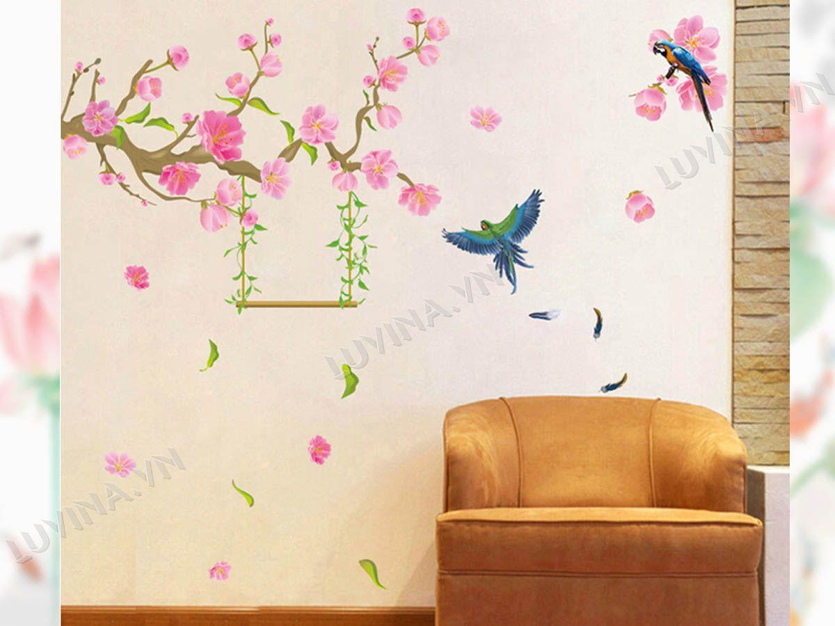 DECAL TRANG TRÍ XÍCH ĐU CÂY ĐÀO