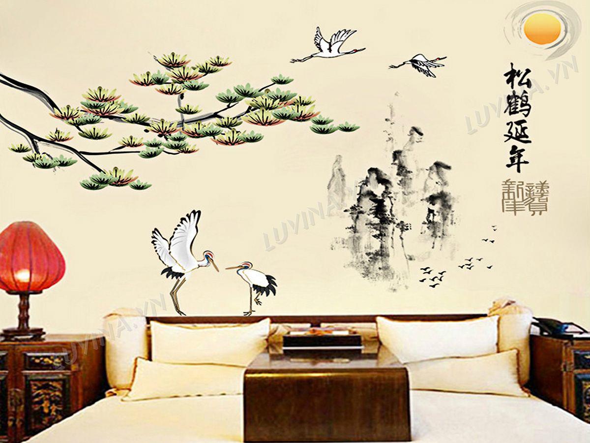 DECAL TRANG TRÍ PHONG THỦY CÒ TRẮNG