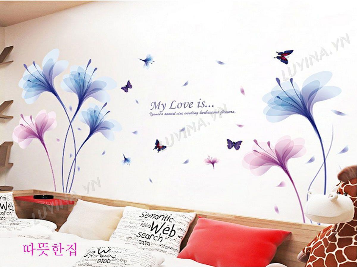 DECAL TRANG TRÍ HOA PHALE XANH TÍM