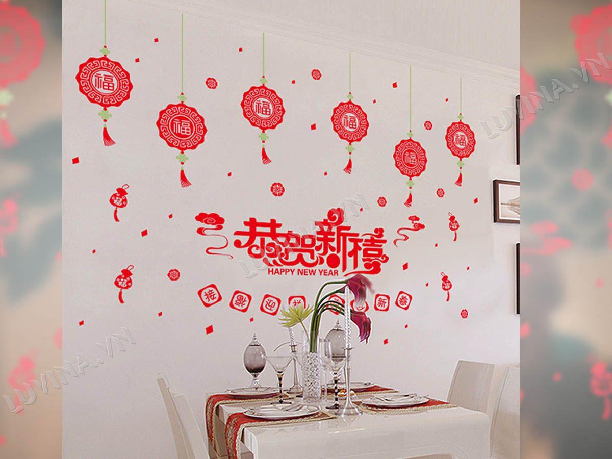 DECAL TRANG TRÍ TẾT DÂY TREO TRÒN